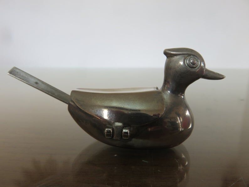 Salt, pepper "duck" silver metal 70s