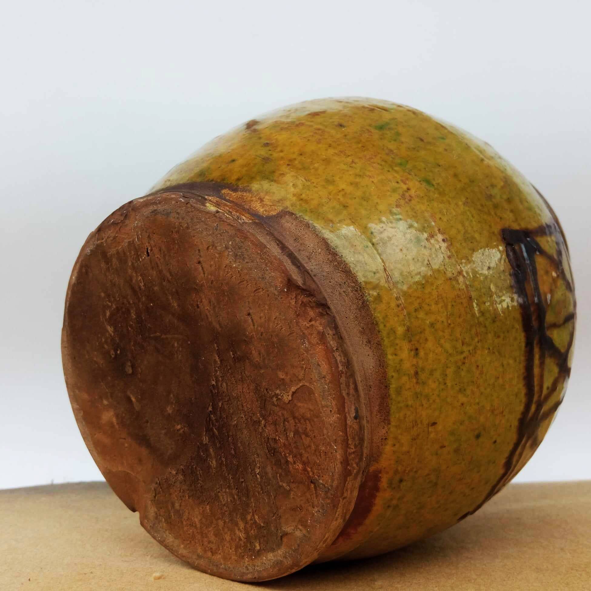 Early 20 th Century Glazed Rustic Terracotta Vase Romanian Traditional Oltenia