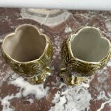 Barbotine vases, pair, Art Nouveau, DE BRUYN earthenware, signed, numbered
