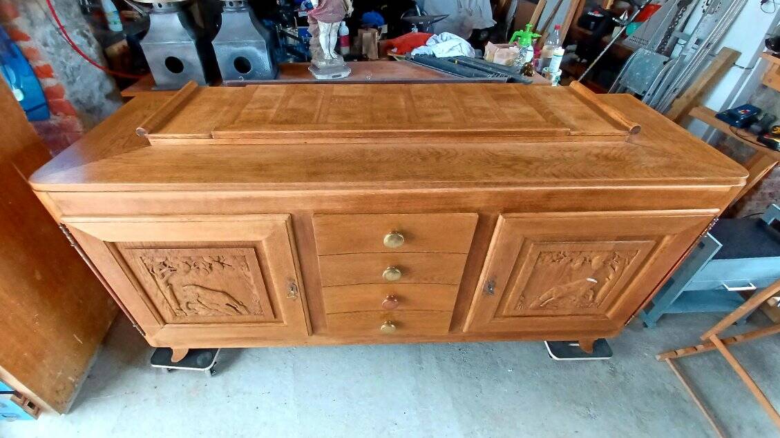 Brutalist design solid oak sideboard circa 1930-1940 - Art Deco
