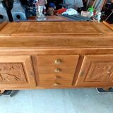 Brutalist Design Solid Oak Sideboard circa 1930-1940 - Art Deco