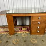 Oak caissons desk 1950