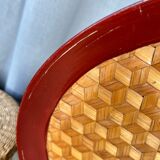 Ancient Asian tray in wicker and wood