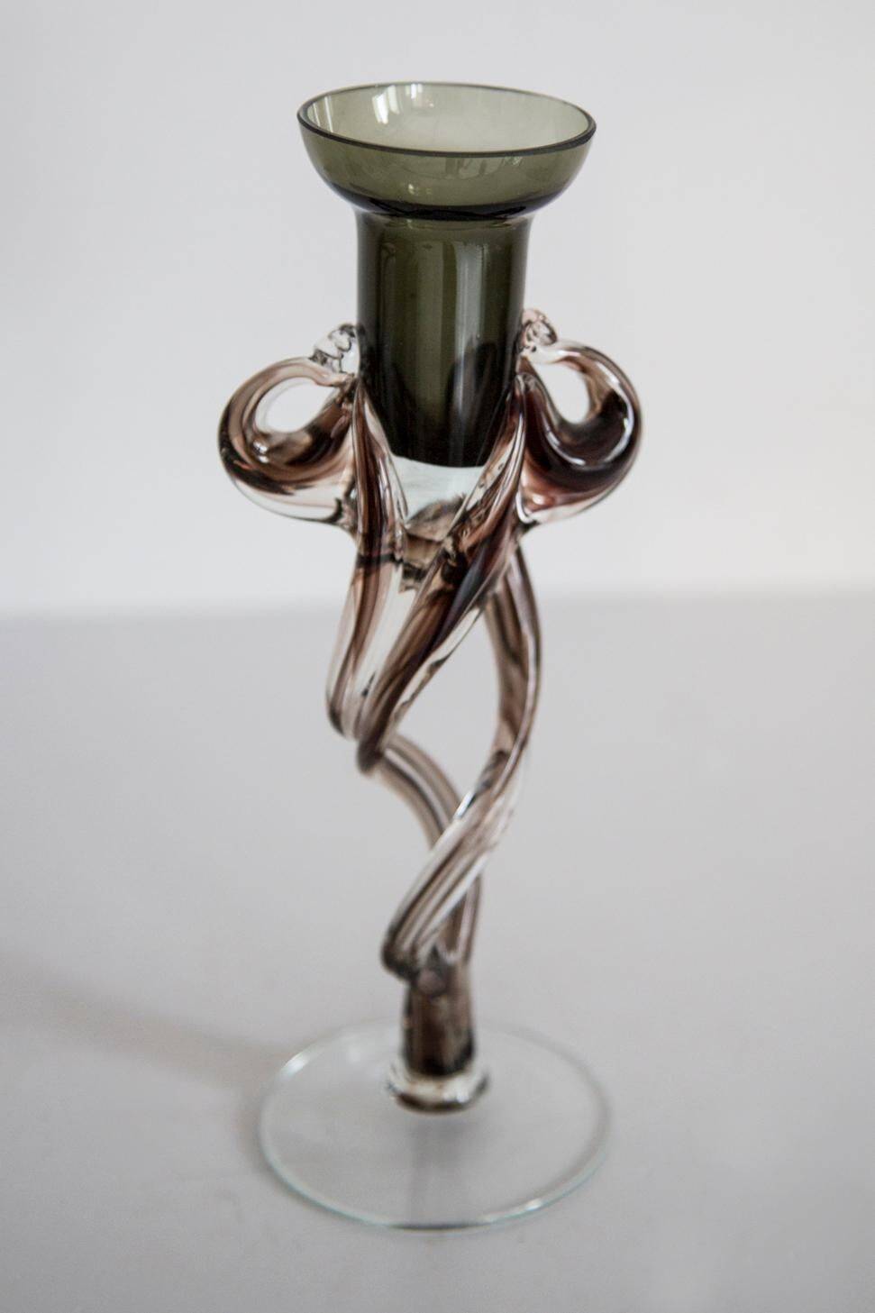 Vintage brown mid-century artistic vase, Murano glass, Europe, 1970s.