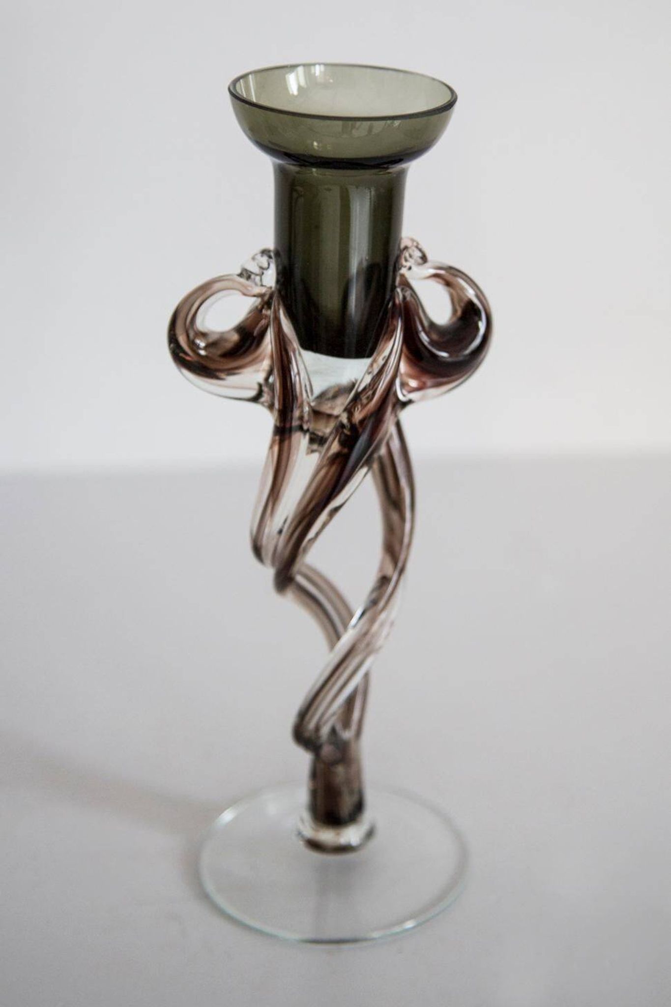 Vintage brown mid-century artistic vase, Murano glass, Europe, 1970s.