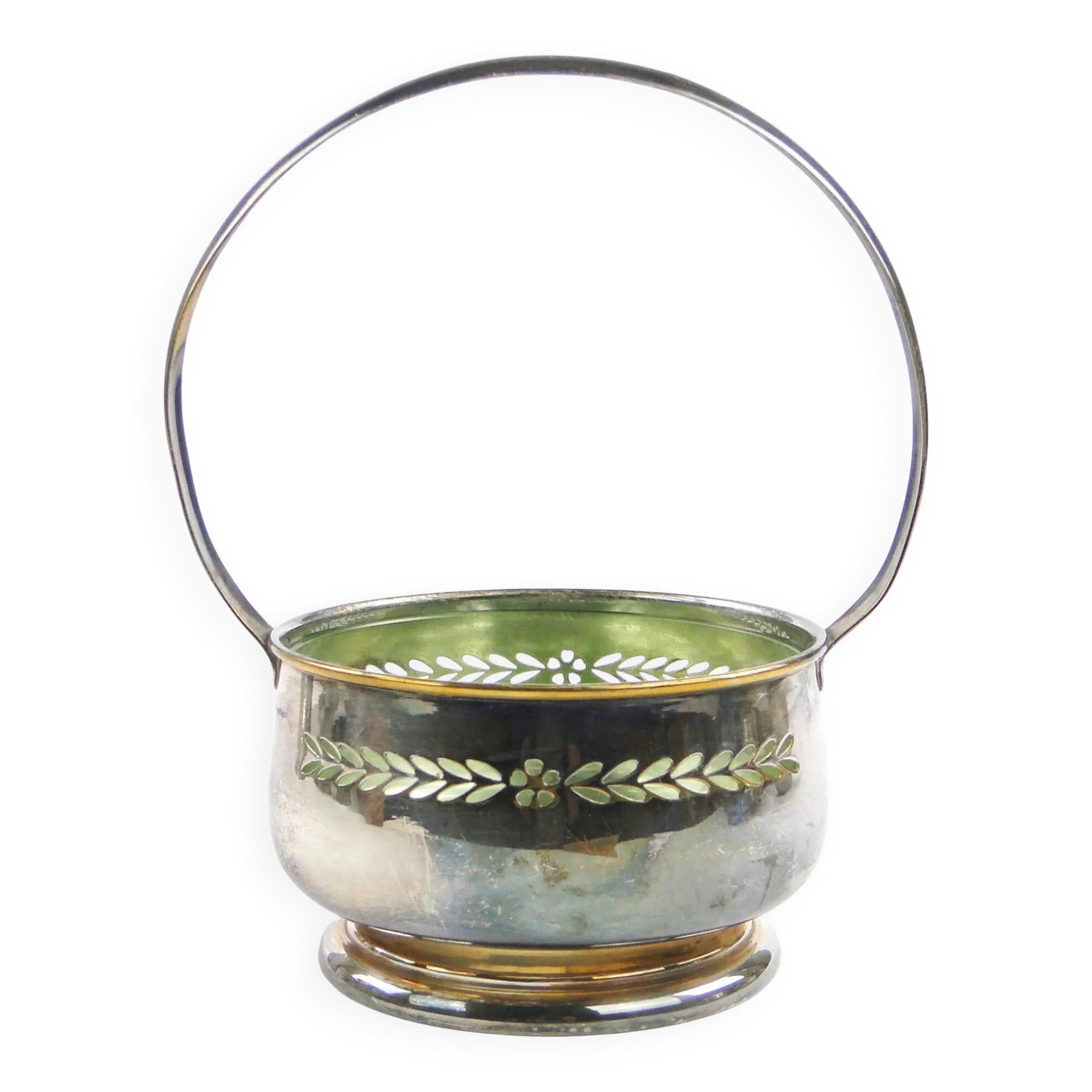 Sucrier Art Nouveau, en laiton plaqué argent, Hongrie, années 1930