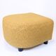 Armchair with ottoman - Over-upholstered - Patterned yellow fabric - Black legs - Danish design - 1940s style