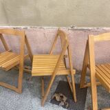 Series of 4 vintage wooden folding chairs