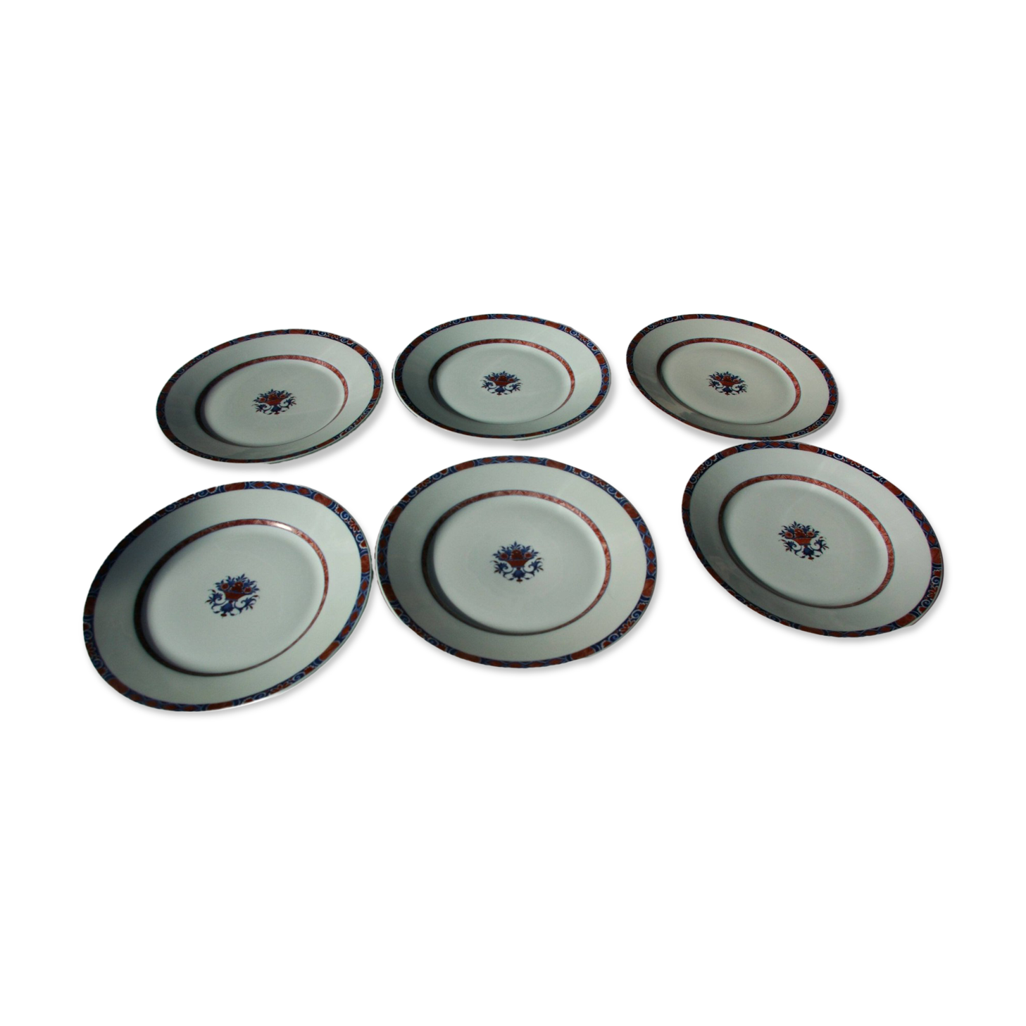 6 Flat plates in Limoges porcelain Raynaud Jumièges Vieux Rouen D24.5cm