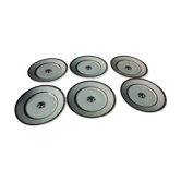 6 Assiettes plates en Porcelaine de Limoges Raynaud Jumièges Vieux Rouen D24,5cm