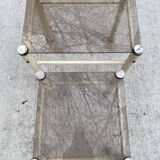 2 tables basses gigognes industrielles beige en verre Yves Boutboul 1970