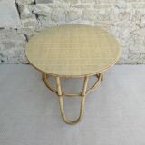 Rattan tripod pedestal table, 1960