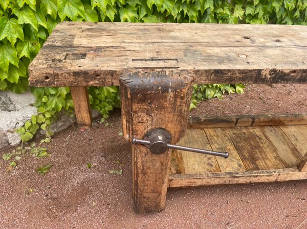 Établi ancien en hêtre