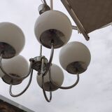 Lustre 5 lights, opaline ball chrome body