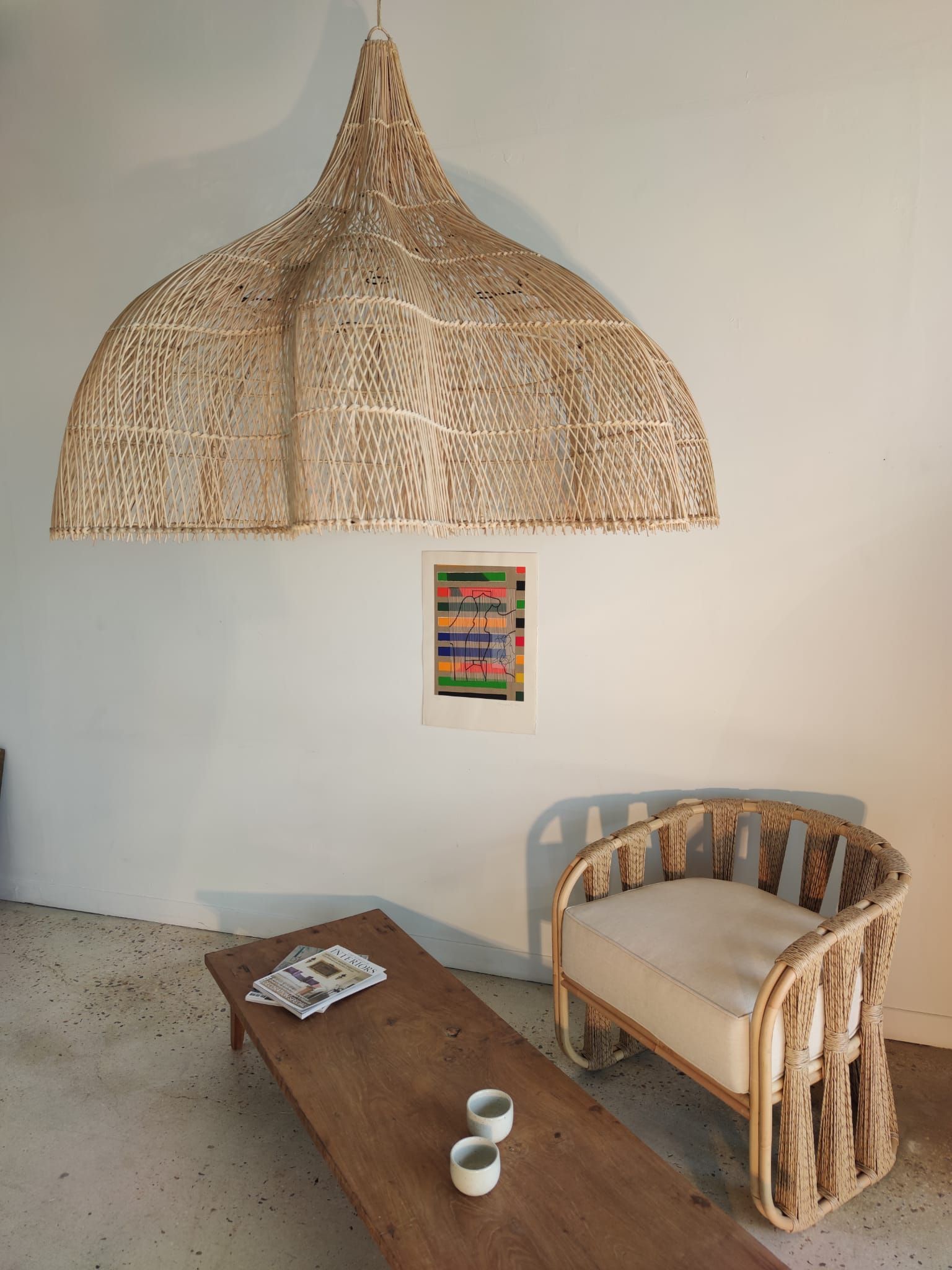 Huge rattan suspension in the shape of a corolla H:1m; D: 1m50