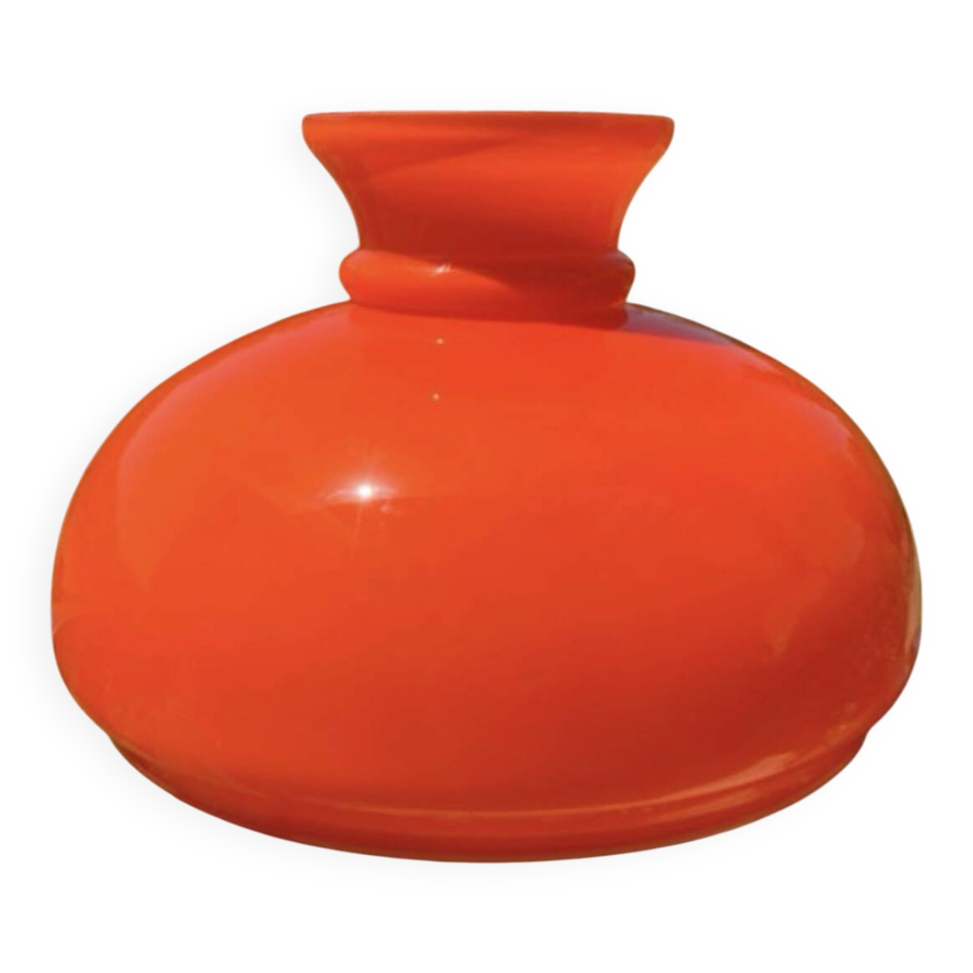 Suspension en opaline couleur orange flamboyante
