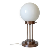 Lampe de bureau vintage du milieu du siècle, lampe de table en cuivre et verre, style Art déco, années 80