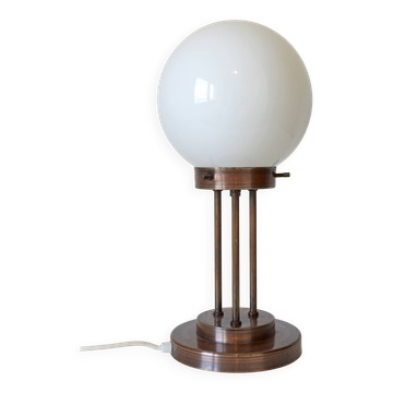 Vintage Desk Lamp  Mid Century Table Copper Glass Light Art Deco Style 80's