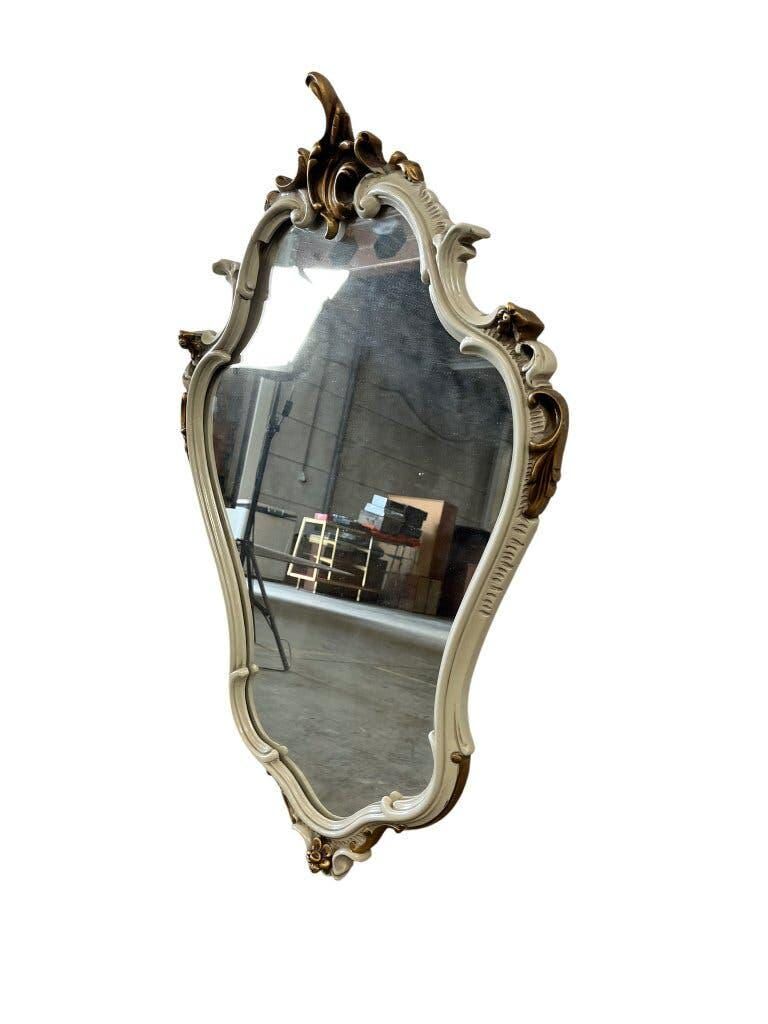 Miroir baroque vintage blanc et doré / miroir mural