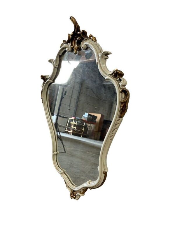 Miroir baroque vintage blanc et doré / miroir mural