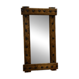 Brutalist mirror with a hammered copper and brass frame.