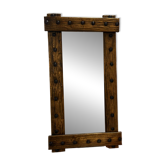 Miroir brutaliste à cadre martelé en cuivre et laiton