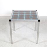 Vintage Danish design metal side table with tiles in a beautiful aqua color made in the 1970s. The f