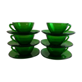 6 cups & vereco green saucers