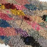 Moroccan Berber carpet Boucherouite with colored diamonds 242x110cm