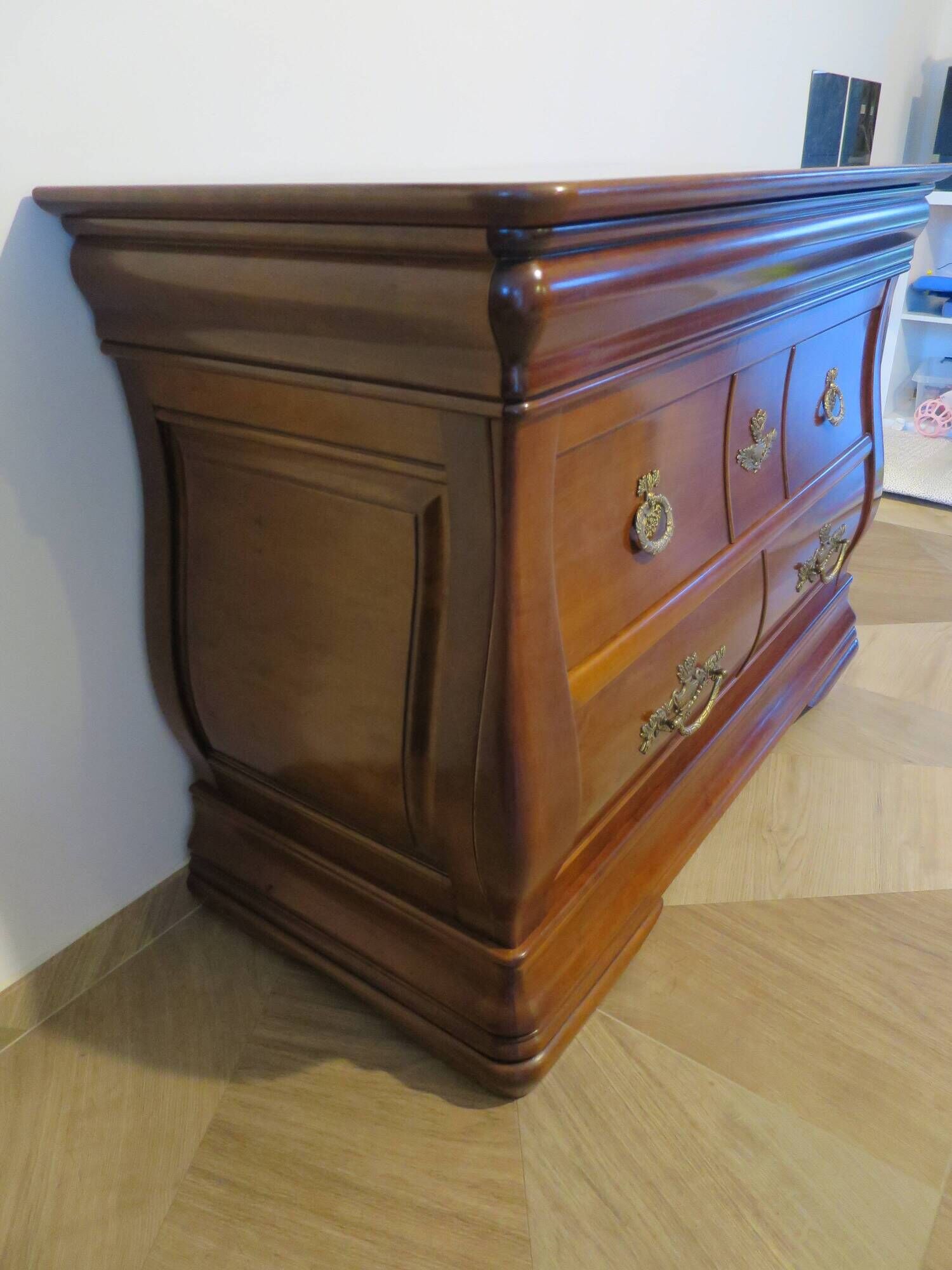 Rare - Pretty English chest of drawers - 3 drawers - solid wood "tomb" chest of drawers - Sourisseau cabinetmaker