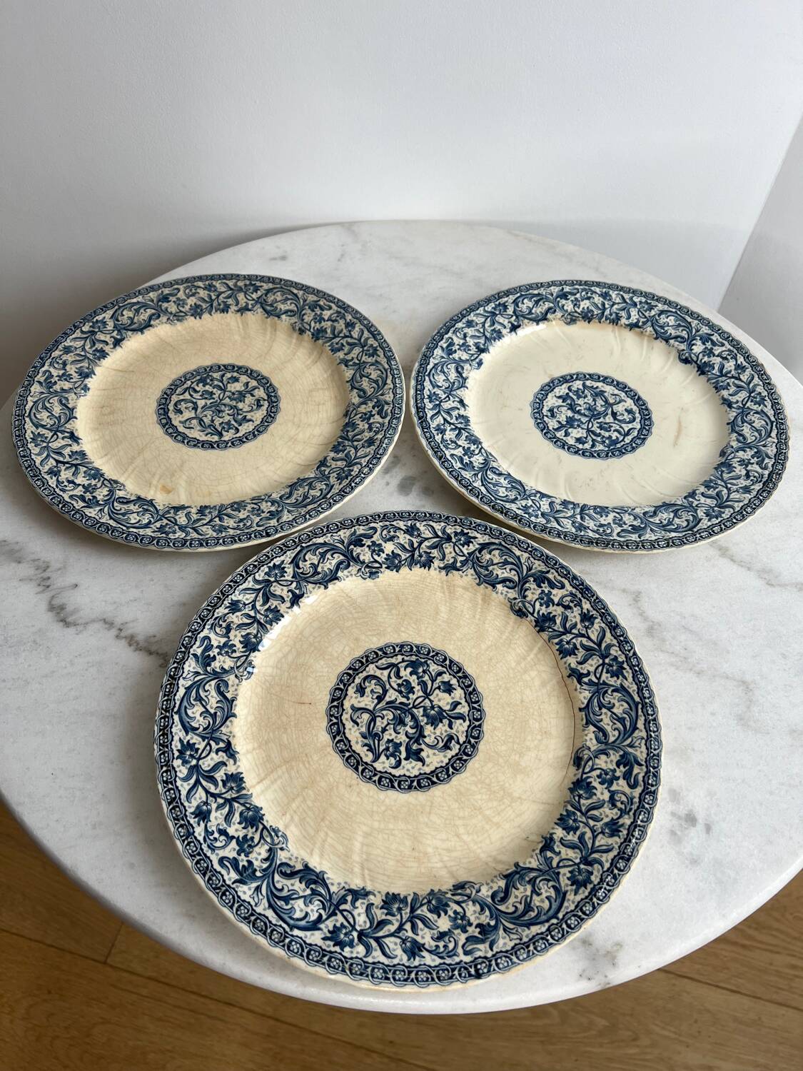 Set of 3 Gien Garlands & Foliage ironstone plates