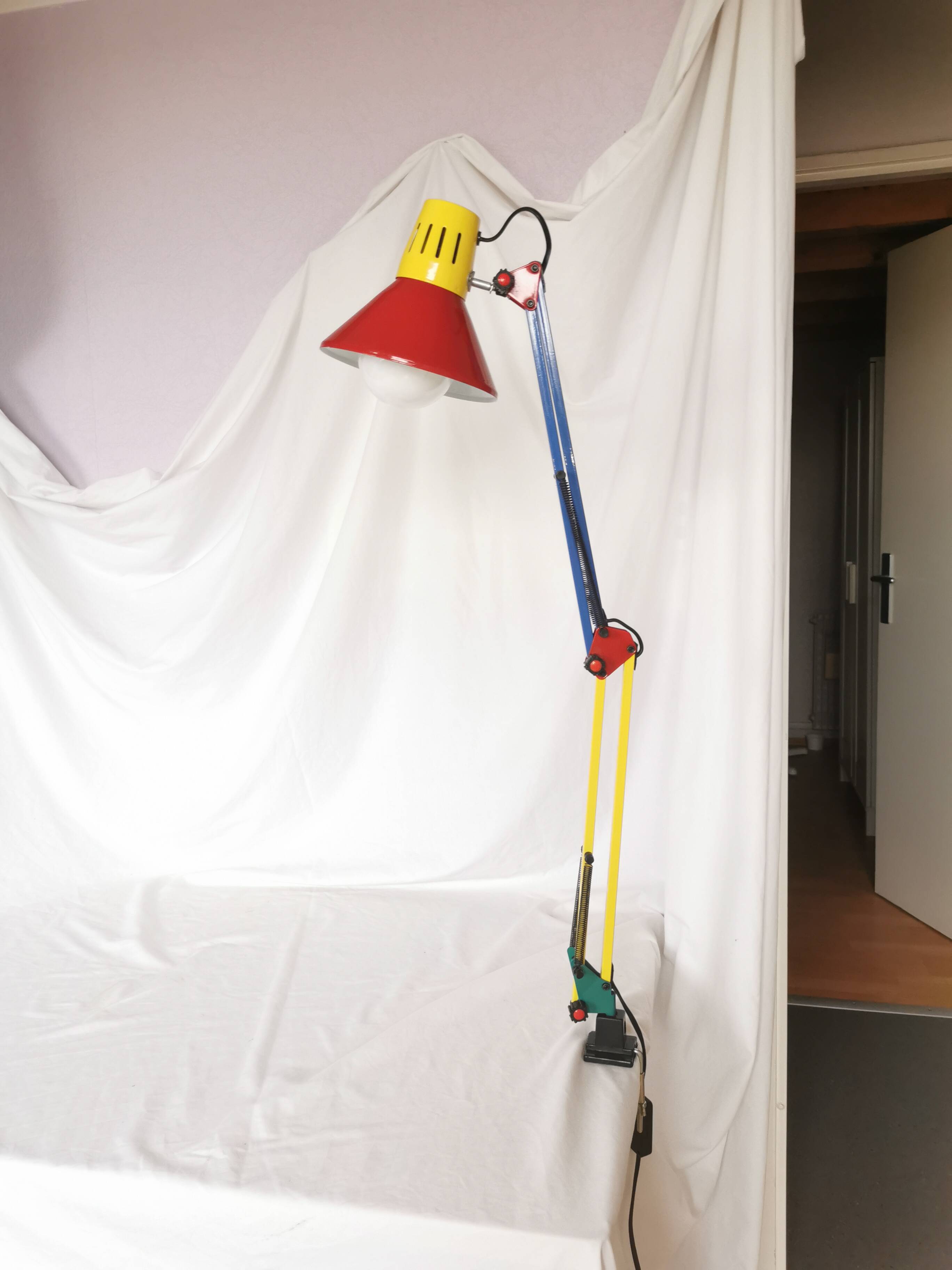 Architect lamp, articulated, multicolor, postmodern, 1980