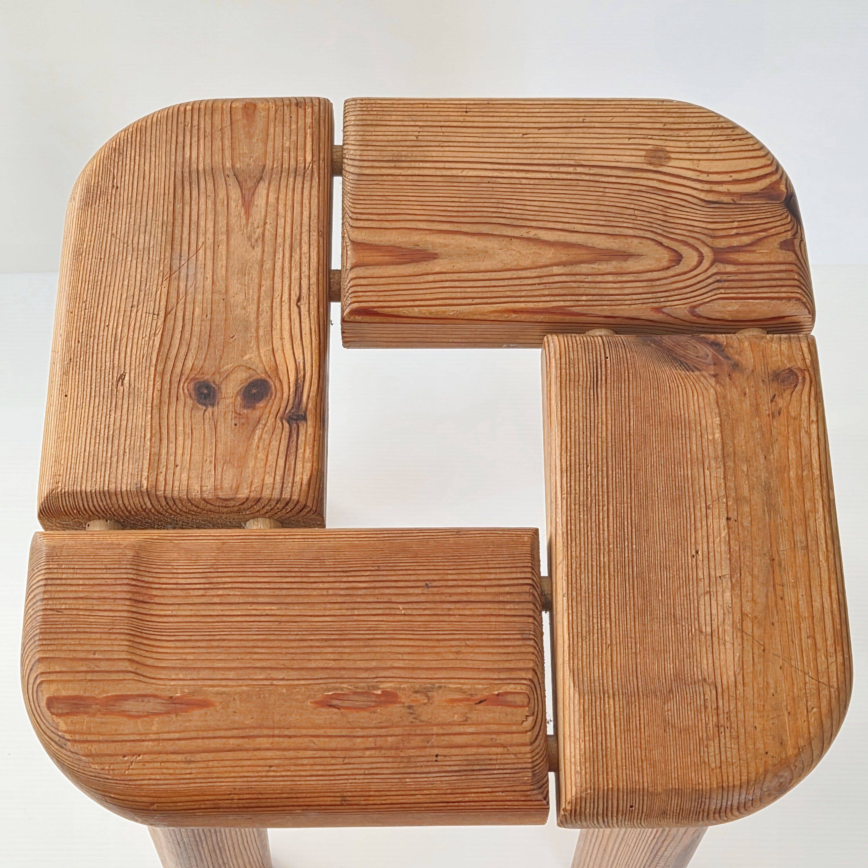 Vintage 1950s stool in pine by Olof Ottelin