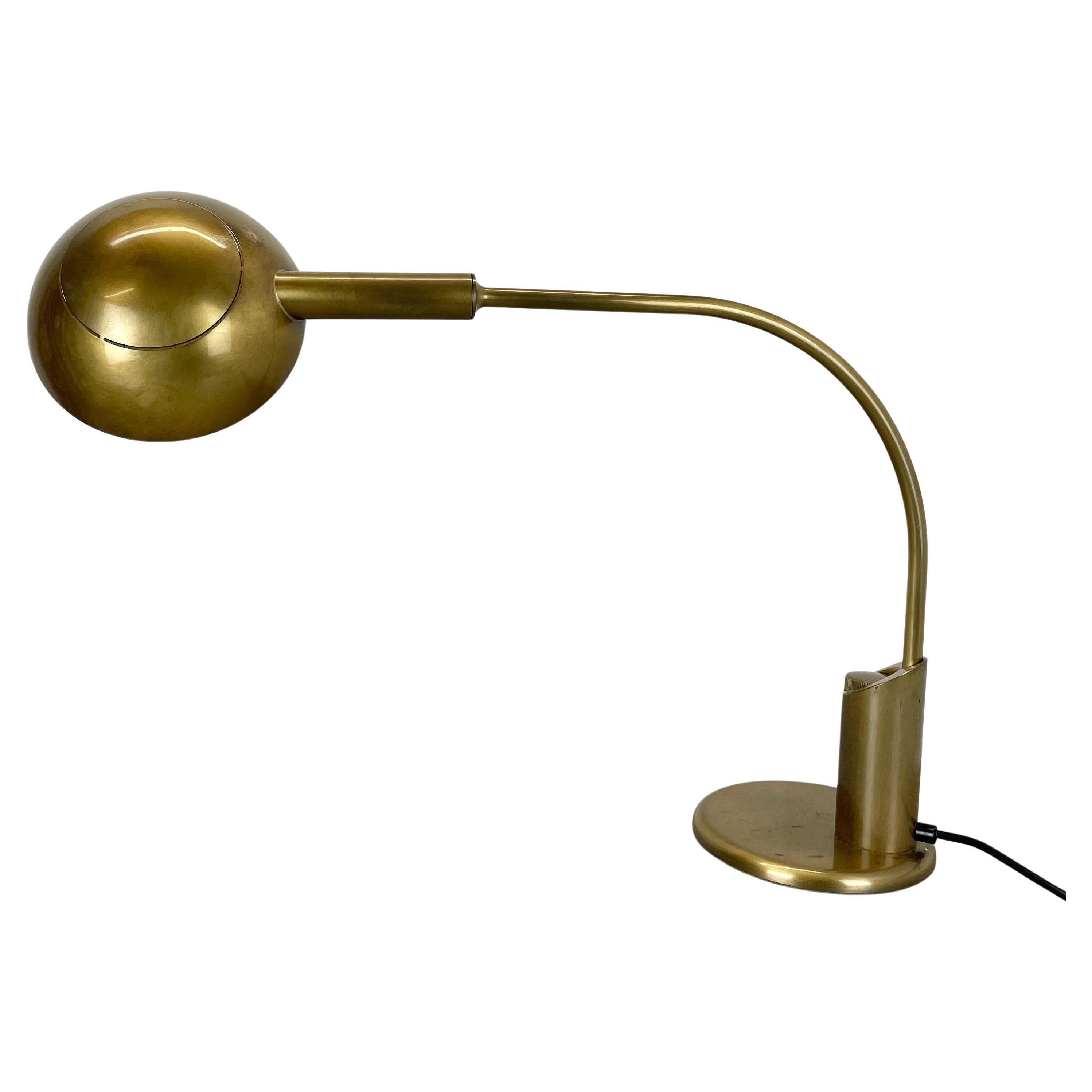 Large Modernist 60cm Table Lamp in Brass and Metal by Florian Schulz, Germany, 1970s
