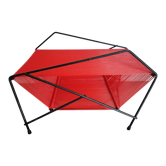 Vinyl record holder, vintage, metal and red scoubidou , rak 50s