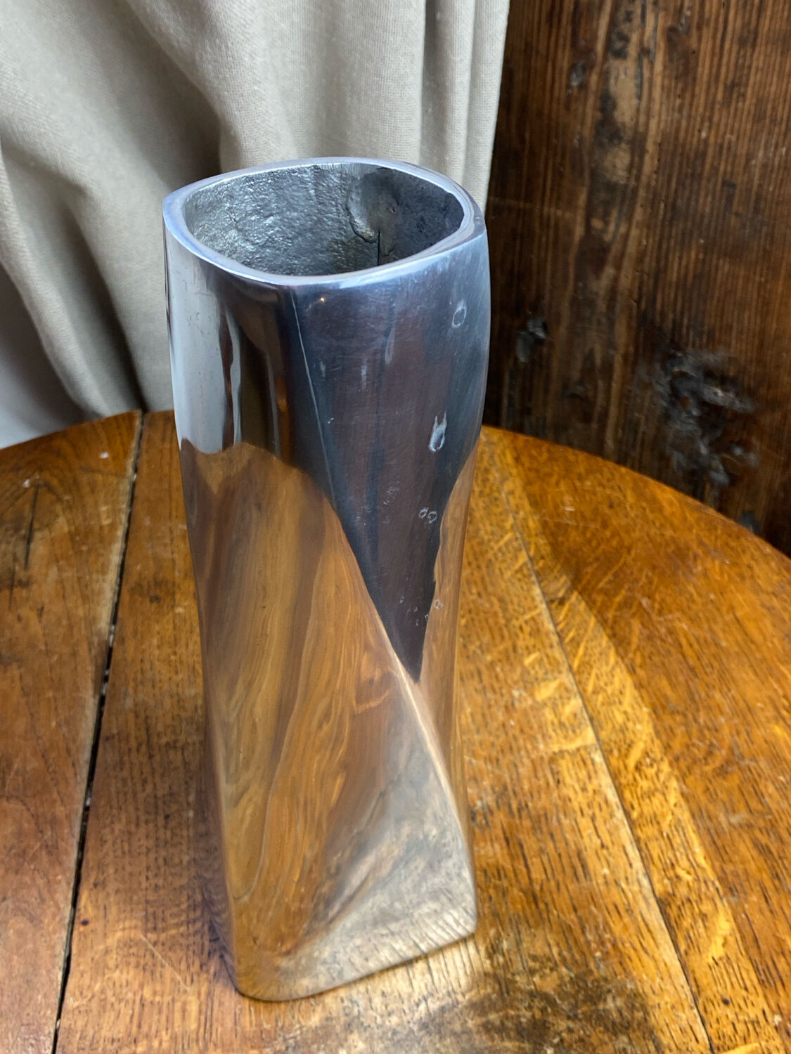 Twisted aluminium vase