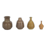Small Mid-Century Scandinavian Modern Collectible Brown Stoneware Vase by Gunnar Borg, Set of 4