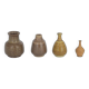 Small Mid-Century Scandinavian Modern Collectible Brown Stoneware Vase by Gunnar Borg, Set of 4