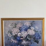 Large hydrangea painting with gilded wooden frame