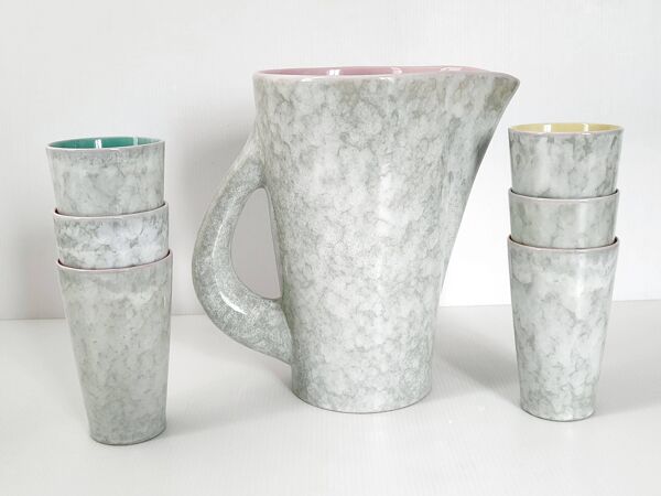 Service pichet + 6 verres vintage 1960