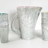 Pitcher service + 6 vintage glasses 1960