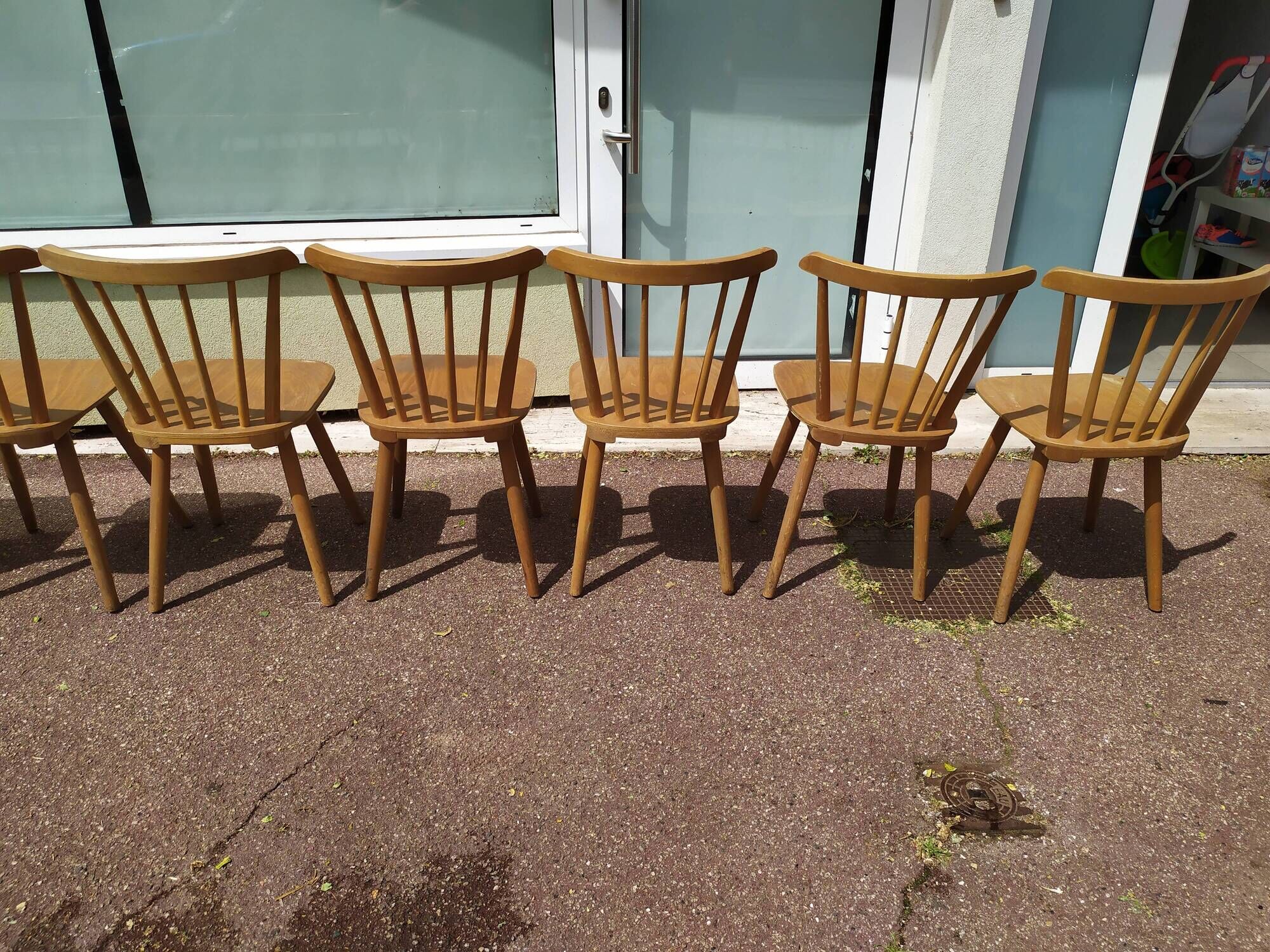 Set of 18 wooden bistro chairs - vintage - year 50 - 60