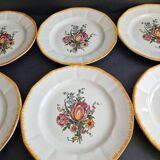 Set of 6 Digoin Sarreguemines dessert plates, Lorraine model