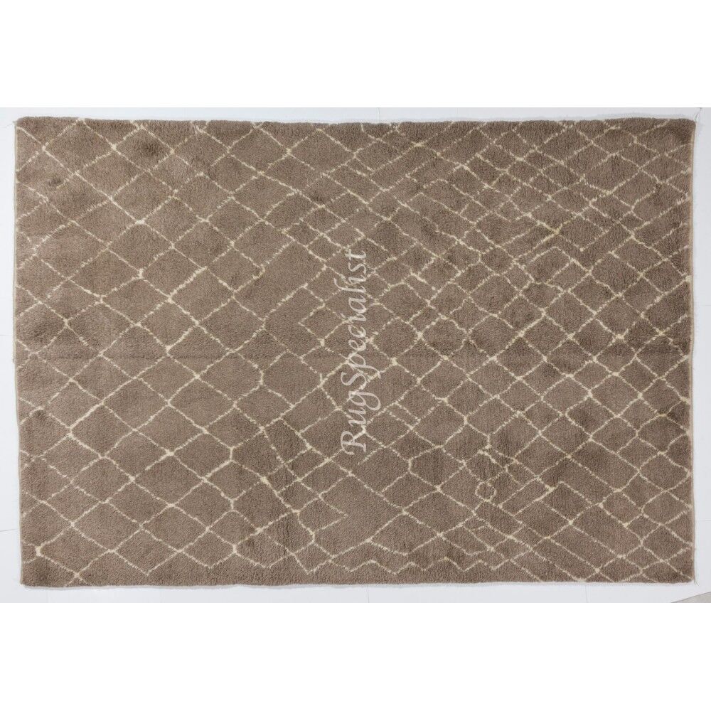 Contemporary Moroccan Rug Made of Natural Mocha Brown Wool