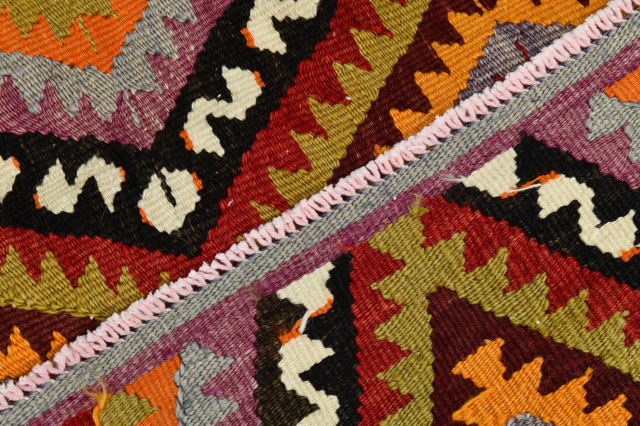 6x8 Multicolor Geometric Style Anatolian Vintage Kilim Rug, 177x236Cm