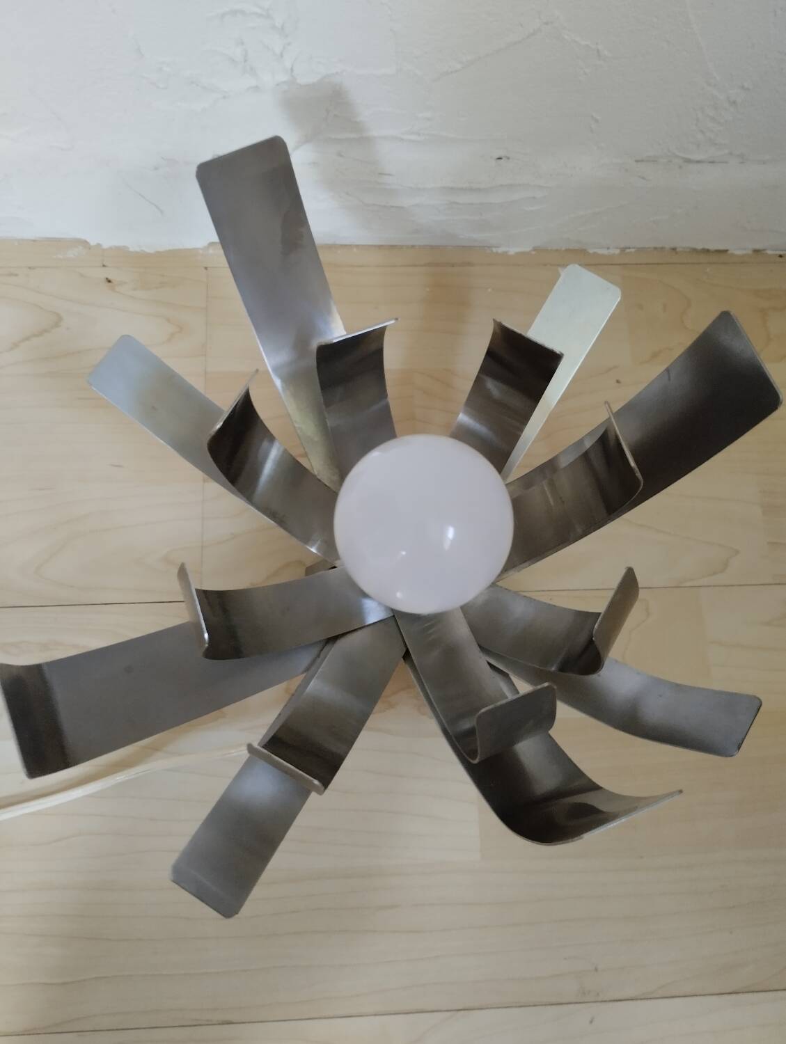 Seventies brushed steel flower lamp