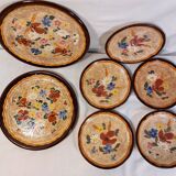 Set of 5 dessert plates and 2 vallauris plates, signed jérôme massier - circa 50/60