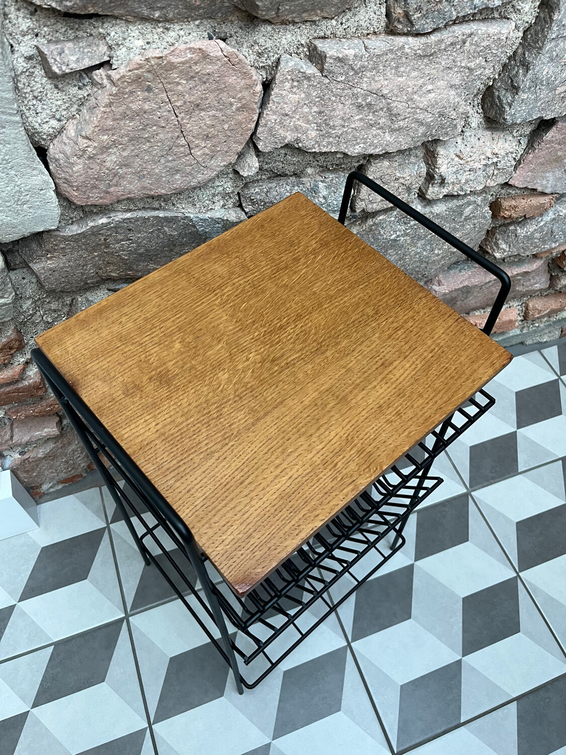 1960s side table with magazine holder