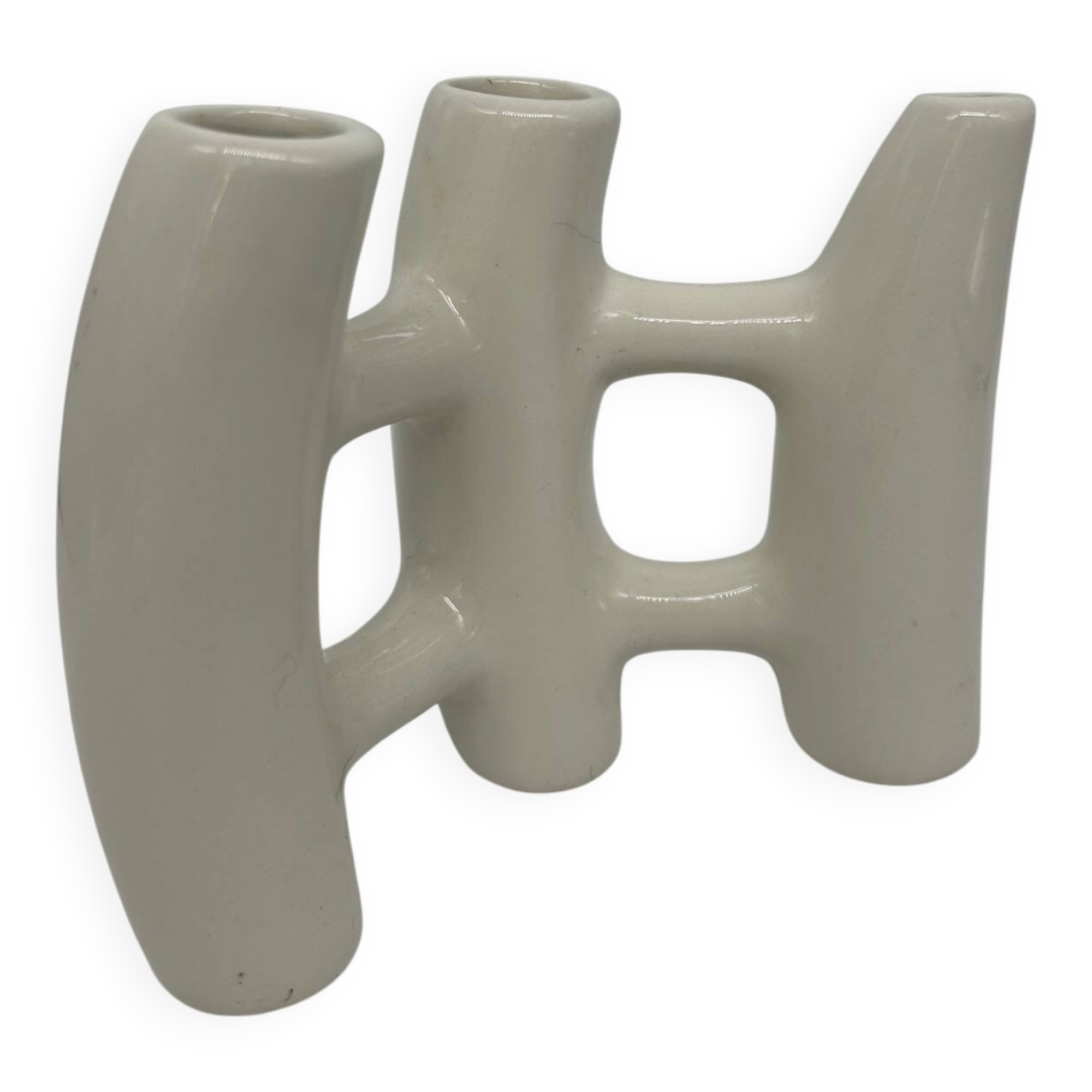 Brutalist vase in white ceramic