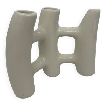 Brutalist vase in white ceramic